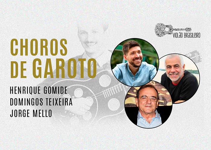 Capa do vídeo Choros de Garoto: recital ao vivo e debate com Henrique Gomide, Domingos Teixeira e Jorge Mello